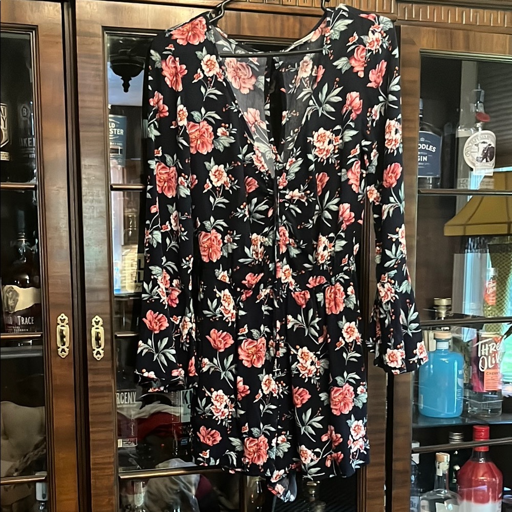 American Eagle outfitters Floral Black and Pink Women's romper